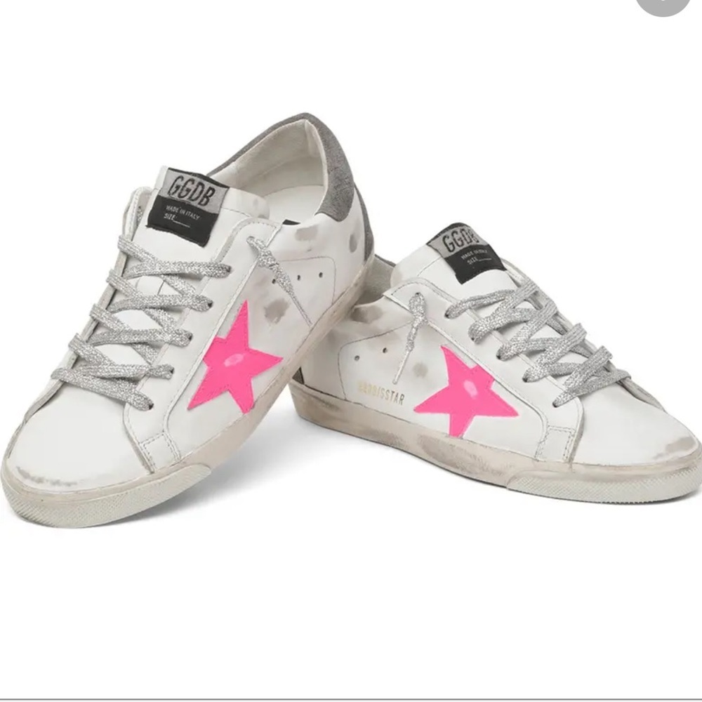 Golden Goose Superstar - Pink Star Python Suede Print Heel and Spur